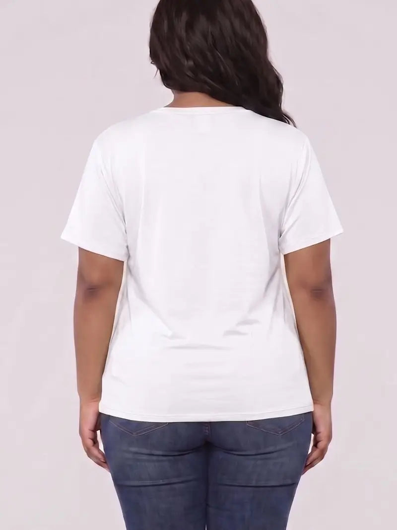 Plus Size Basic Short Sleeve T-Shirt-White