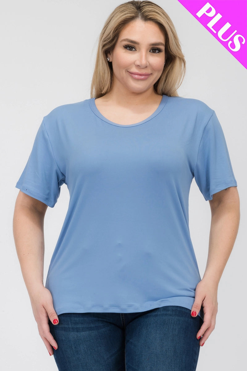 Plus Size Basic Short Sleeve T-Shirt-Cloud