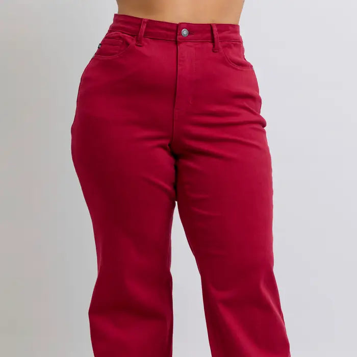 Judy Blues Heart Shaped Back Pockets High Waisted 90's Straight- Plus