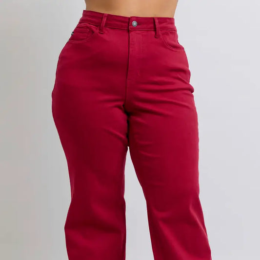 Judy Blues Heart Shaped Back Pockets High Waisted 90's Straight- Plus