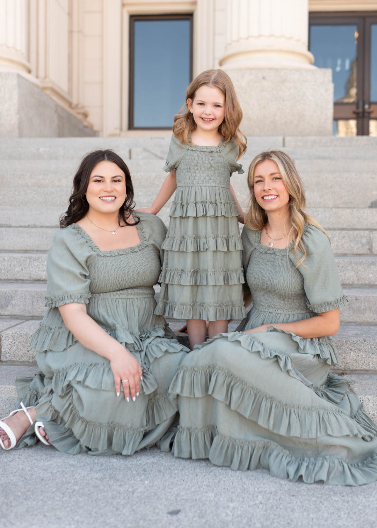 Korin Sage Ruffle Tiered Dress