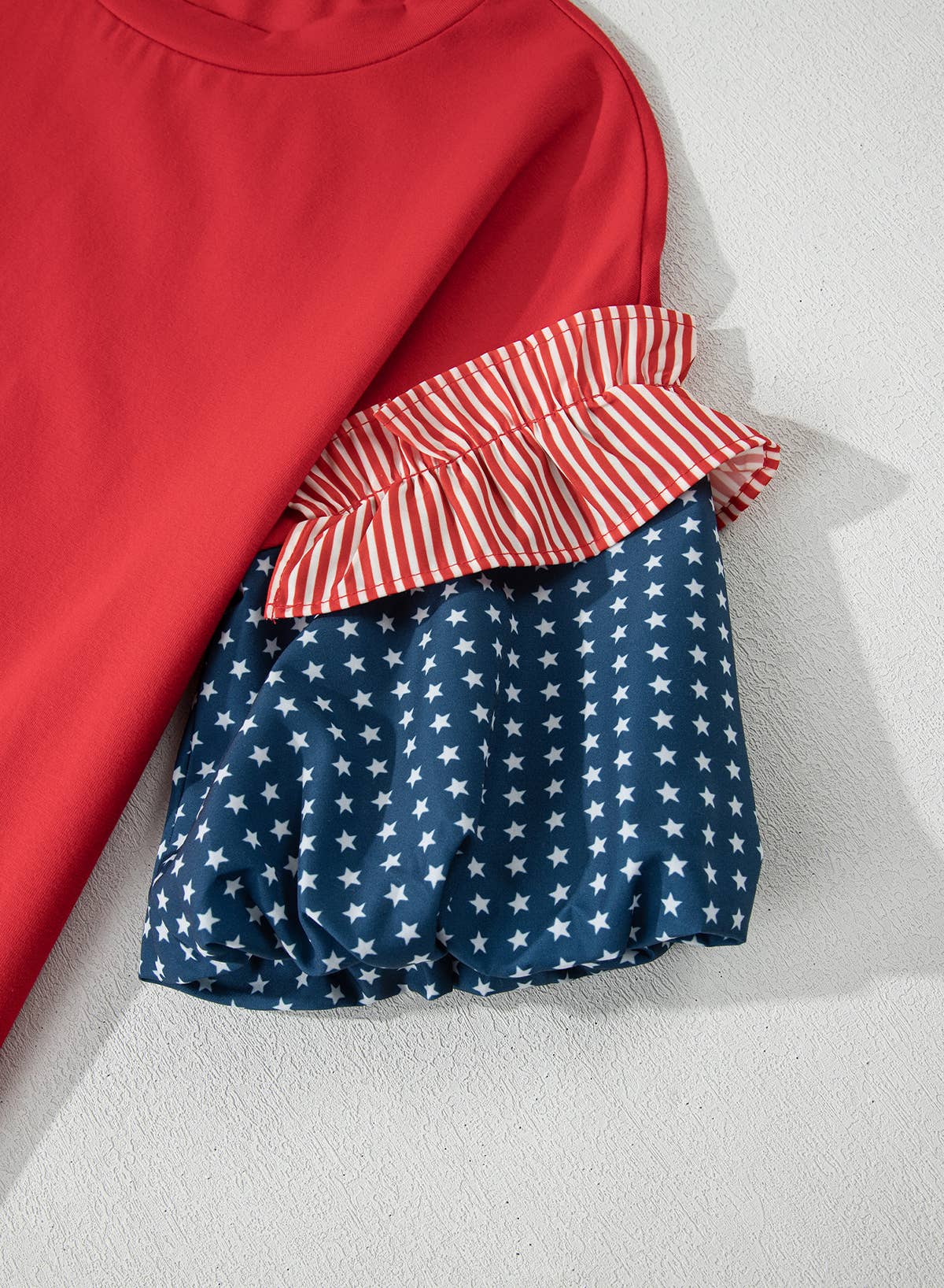 LDC 4th of July Stars Stripes Short Puff Sleeve Top| S-4X
