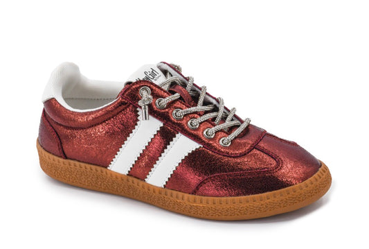 Corkys Heads Up Burgundy Metallic Sneakers
