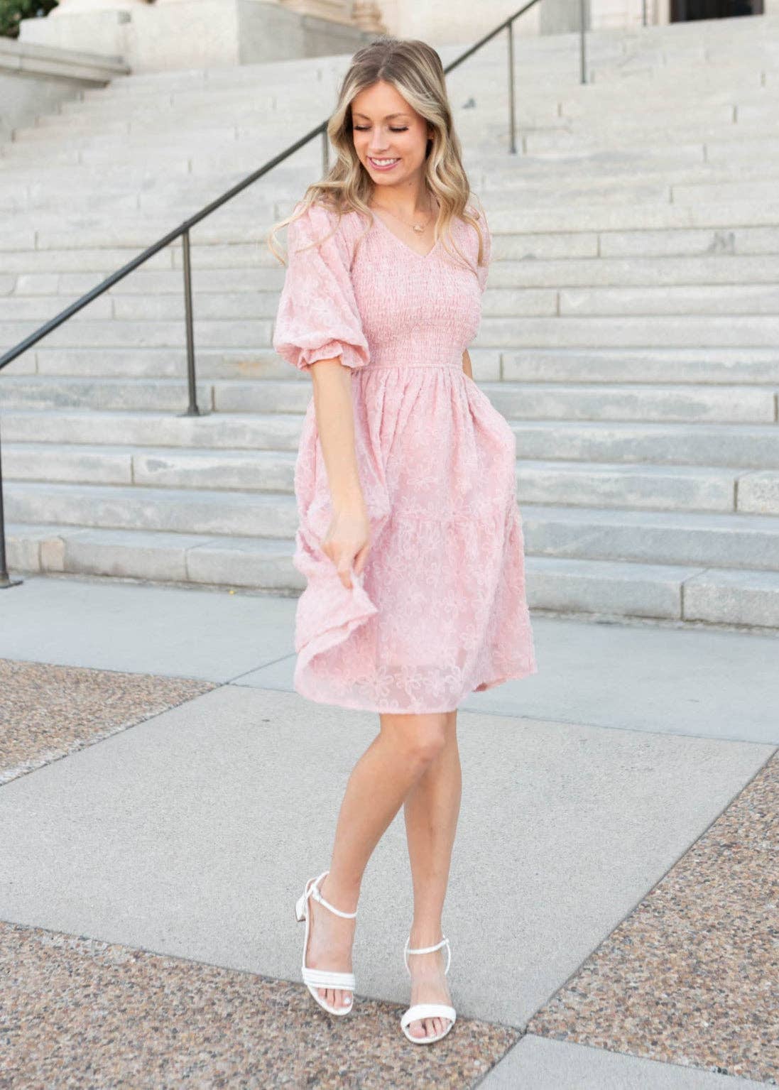 Robin Blush Floral Textured Dress