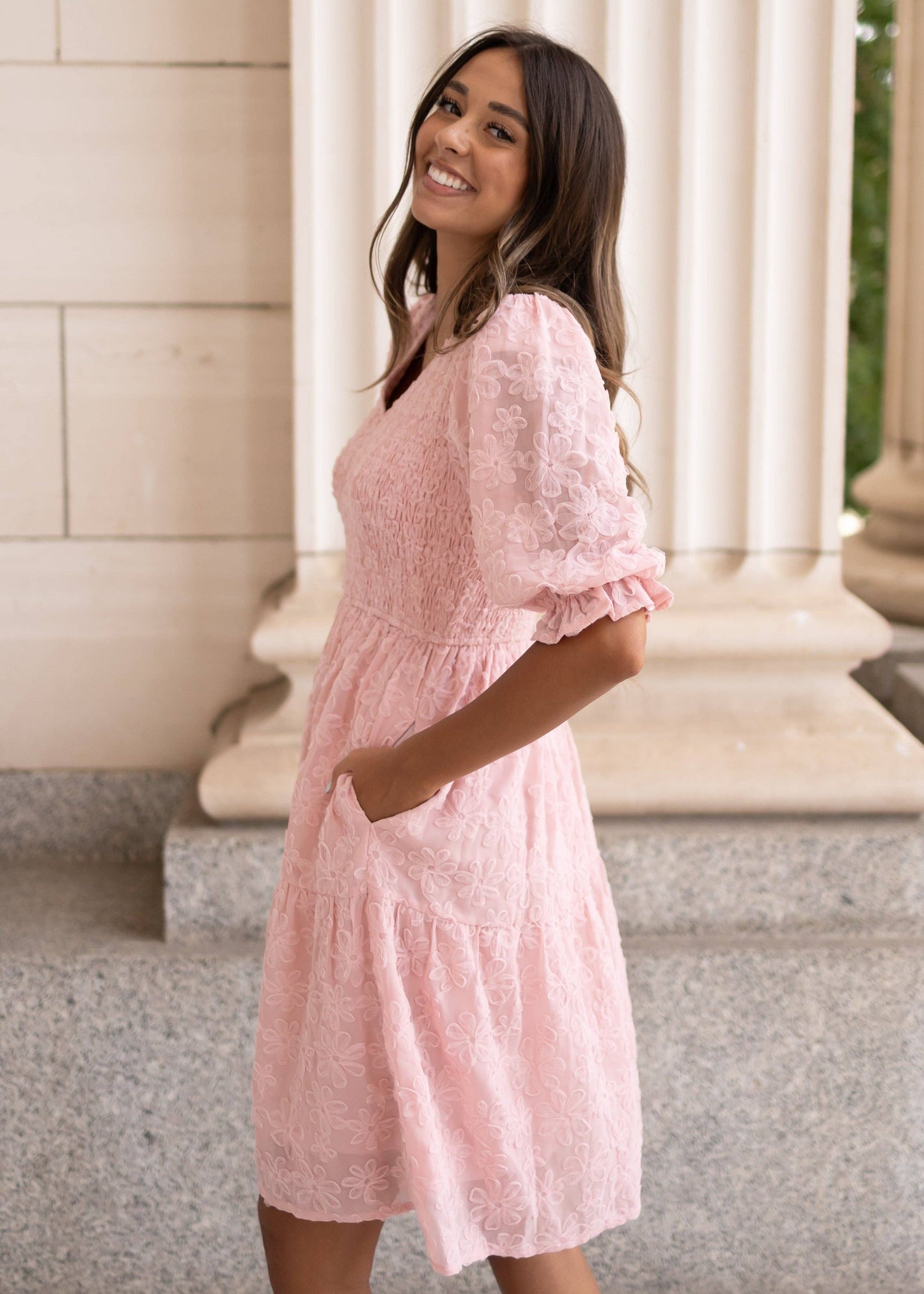 Robin Blush Floral Textured Dress